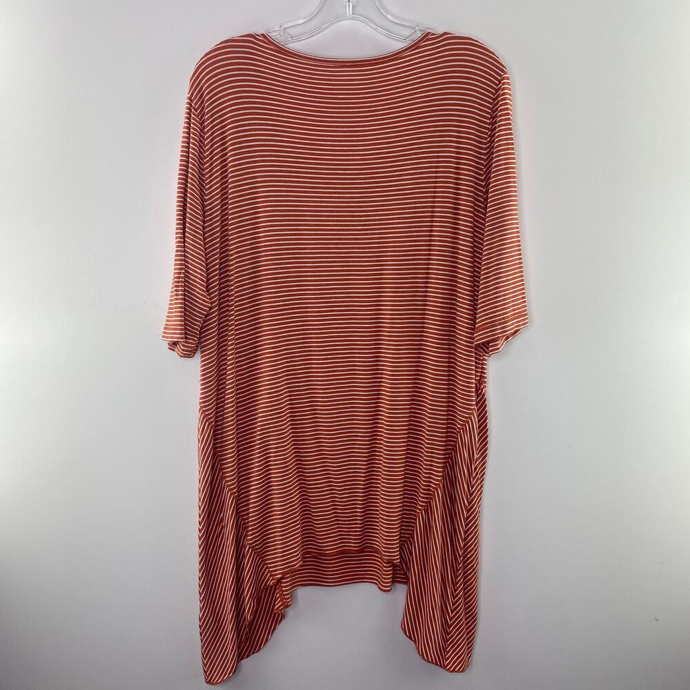 SOFT SURROUNDINGS Womens Stripe Shirt Large Flattering Comfy Swingy Orange White - Picture 3 of 6